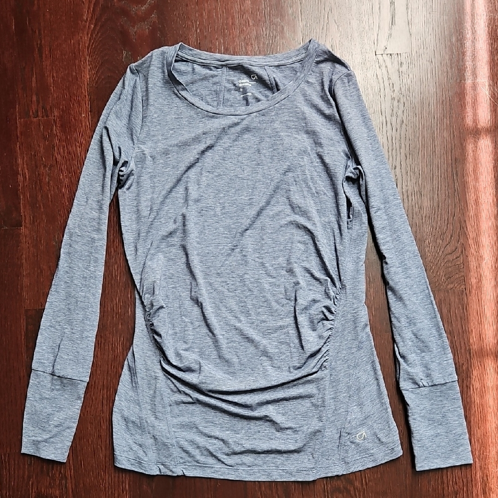 Maternity GapFit Breath Long Sleeve Crewneck Top Grey/blue-ish
